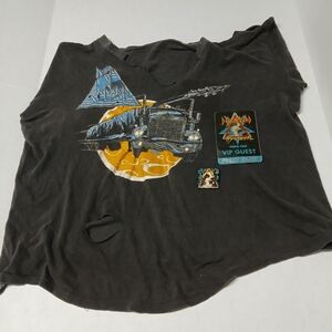 Def Leppard On Through Signed Vintage T-Shirt + Hysteria 1987 Backstage Pass Pin